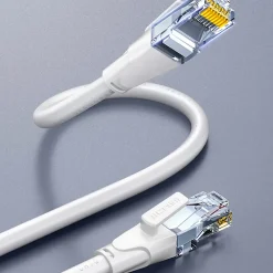 Elfcam - Câble Ethernet RJ45 Cat 7 SFTP 15m (Rond Blanc), 10Gbps, 600MHz, Cuivre, Anti-Interférences