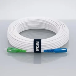 Elfcam - Câble Fibre Optique SC-APC à SC-UPC - 2m (Blanc), Jarretière Optique 9/125um, Compatible Freebox, Livebox