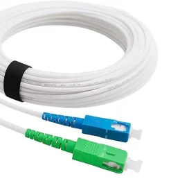 Elfcam - Câble Fibre Optique SC-APC à SC-UPC - 1m (Blanc), Jarretière Optique 9/125um, Compatible Freebox, Livebox