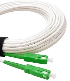 Elfcam - Câble Fibre Optique SC-APC à SC-APC - 15m (Blanc), Jarretière Renforcée 9/125um, Blindé, Compatible Livebox