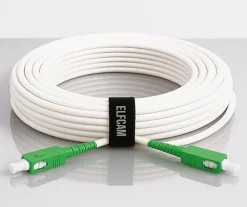 Elfcam - Câble Fibre Optique SC-APC à SC-APC - 15m (Blanc), Jarretière Renforcée 9/125um, Blindé, Compatible Livebox