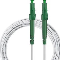 Elfcam - Câble Fibre Optique LC/APC à LC/APC - 5m (Blanc), Jarretière Optique Simplex Monomode 9/125um LSZH