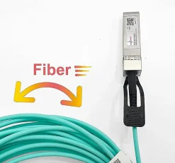 Elfcam - Câble Optique Actif SFP+ à SFP+ - 8m, AOC 10 Gbit/s OM3, Ultra Performant, Réseau Professionnels, PC