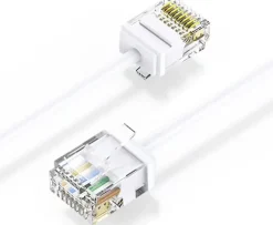 Elfcam - Câble RJ45 Cat 6 Slim 3m (Blanc) - 32AWG Ultra Fin, Réseau LAN/WAN, Haut Débit, Idéal PC, Box, Routeur