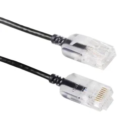 Elfcam - Câble RJ45 Cat 6 Slim 1m (Noir) - 32AWG Ultra Fin, Réseau LAN/WAN, Haut Débit, Idéal PC, Box, Routeur