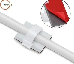 Elfcam - Clips Câble Adhésif Réglable pour Fibre Optique, Maison/Bureau, Attache Fil (Lot de 100)