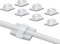 Elfcam - Clips Câble Adhésif Réglable pour Fibre Optique, Maison/Bureau, Attache Fil (Lot de 100)
