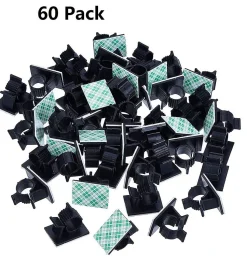 Elfcam - Clips Câble Adhésif Réglable pour Fibre Optique, Noir, Maison/Bureau, Attache Fil (Lot de 60)