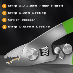 Elfcam - 4-en-1 Pince à Dénuder et Ciseaux Kevlar, FTTH Fibre Optique, Outil Pro Techniciens