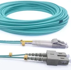 Elfcam - 100m Câble à Fibre Optique OM3 SC/UPC à LC/UPC Multimode Duplex 50/125um LSZH