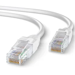 Elfcam - 40m Câble Ethernet RJ45 Cat 6 Rond Blanc 1Gbps 26AWG, LAN/WAN, Idéal PC, Modem, Routeur, Box Fibre
