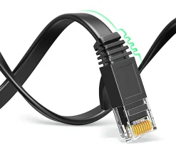 Elfcam - 10m Câble Ethernet RJ45 Cat7 Flat Noir, 10Gbps 600MHz, Cuivre, SFTP, Anti-Bruit, PC, Modem, Routeur