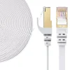 Elfcam - 5m Câble Ethernet RJ45 Cat7 Flat Blanc, 10Gbps 600MHz, Cuivre, SFTP, Anti-Bruit, PC, Modem, Routeur