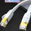 Elfcam - 10m Câble Ethernet RJ45 Cat7 Flat Blanc, 10Gbps 600MHz, Cuivre, SFTP, Anti-Bruit, PC, Modem, Routeur