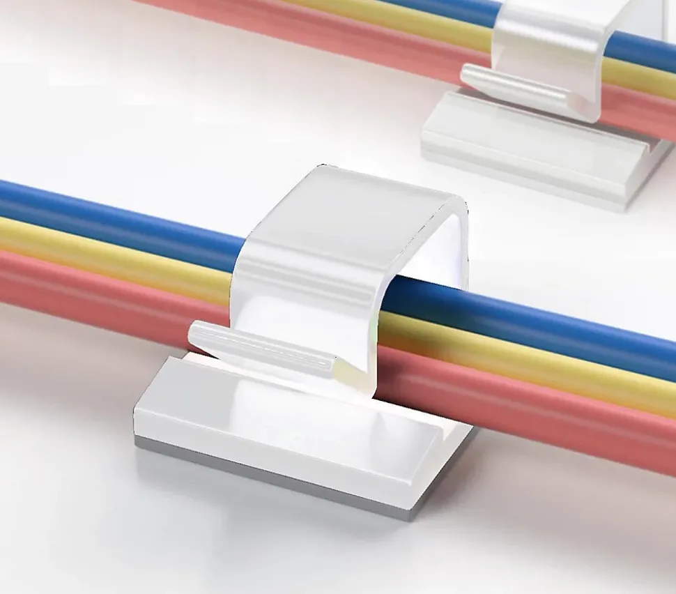 Elfcam - 30x Clips Câble Adhésif Ethernet, Blanc 8.0mm, Maison/Bureau, Attache Fil (Lot de 30)