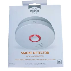 ELRO Détecteur de Fumée Innovant 10 Ans Autonomie Pile Non Remplaçable Capteur Optique Précis 85dB Alarme 3m Protection 40m²