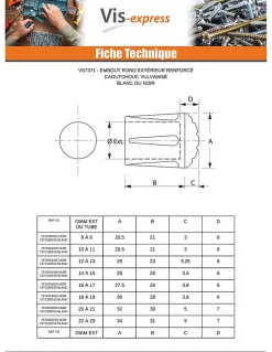 Embout rond envellopant caoutchouc vulcanisé Noir Pour Tube 8 à 9 - 30 pièces