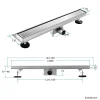 EMKE Siphon de douche linéaire, 80x7 cm, inox brossé SUS304, double installation