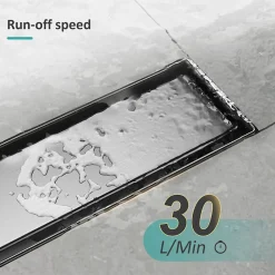 EMKE Siphon de douche linéaire, 80x7 cm, inox brossé SUS304, double installation