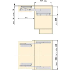 Emuca Coulisses pour table extensible et relevable Oplà Folding+39, Aluminium, Acier inox anodisé