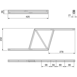 Emuca Ensemble de mécanismes de levage pour tables basses, permette elevare la mesa 192mm, Acier, Peint en noir