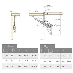 Emuca Jeu de compas de porte relevable NSDX, force 20-70kgxcm, Acier et Zamak, Nickelé