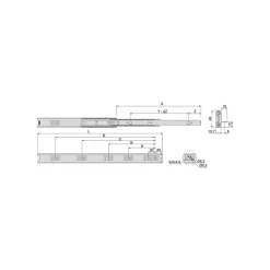 Emuca Jeu de coulisses à billes à sorties totale avec supports, hauteur 45mm, longueur 500mm, Acier, Zingué