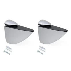 Emuca Jeu de supports pour tablette en bois ou en verre Pelicano, Plastique et Zamak, Peint en aluminium