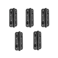 Emuca Lot de 5 charnières de porte de sécurité, 150x80mm, charnières anti-dégondage à bords arrondis, sans garniture, Acier, Noir
