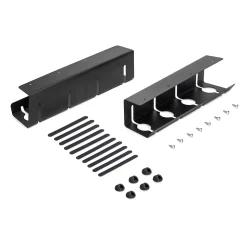 Emuca Lot de 2 Chemin de câbles sous le bureau, Longueur 430 mm, Acier, Peint en noir