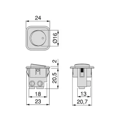 Emuca Lot de 10 interrupteurs à encastrer D21x21, Plastique, Blanc
