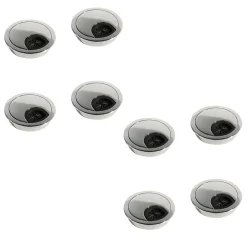 Emuca Lot de 8 passe-câbles circulaires, diamètre 60mm, à encastré Zamak, Chromé