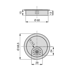 Emuca Lot de 8 passe-câbles circulaires, diamètre 60mm, à encastré Zamak, Chromé