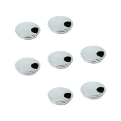 Emuca Lot de 7 passe-câbles circulaires, diamètre 80mm, à encastrer Zamak, Chromé,