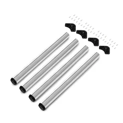 Emuca Lot de 4 pieds de table, diamètre 60mm, H 710mm, Acier, Chromé