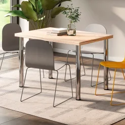 Emuca Lot de 4 pieds de table, diamètre 60mm, H 710mm, Acier, Chromé