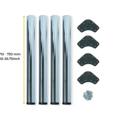 Emuca Lot de 4 pieds de table, diamètre 60mm, H 710mm, Acier, Chromé