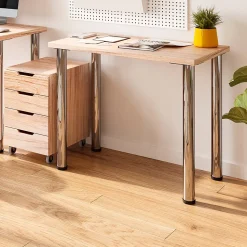 Emuca Lot de 4 pieds de table, diamètre 60mm, H 710mm, Acier, Chromé