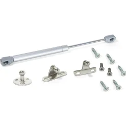 Emuca Lot de 10 pistons pour portes Relevable H, 5kg, course 100mm, avec loquets, acier et plastique, gris métallisé