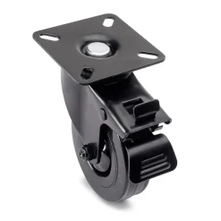 Emuca Lot de 4 roulettes Black avec plétine de montage, diamètre 75mm, Plastique et Acier, Noir