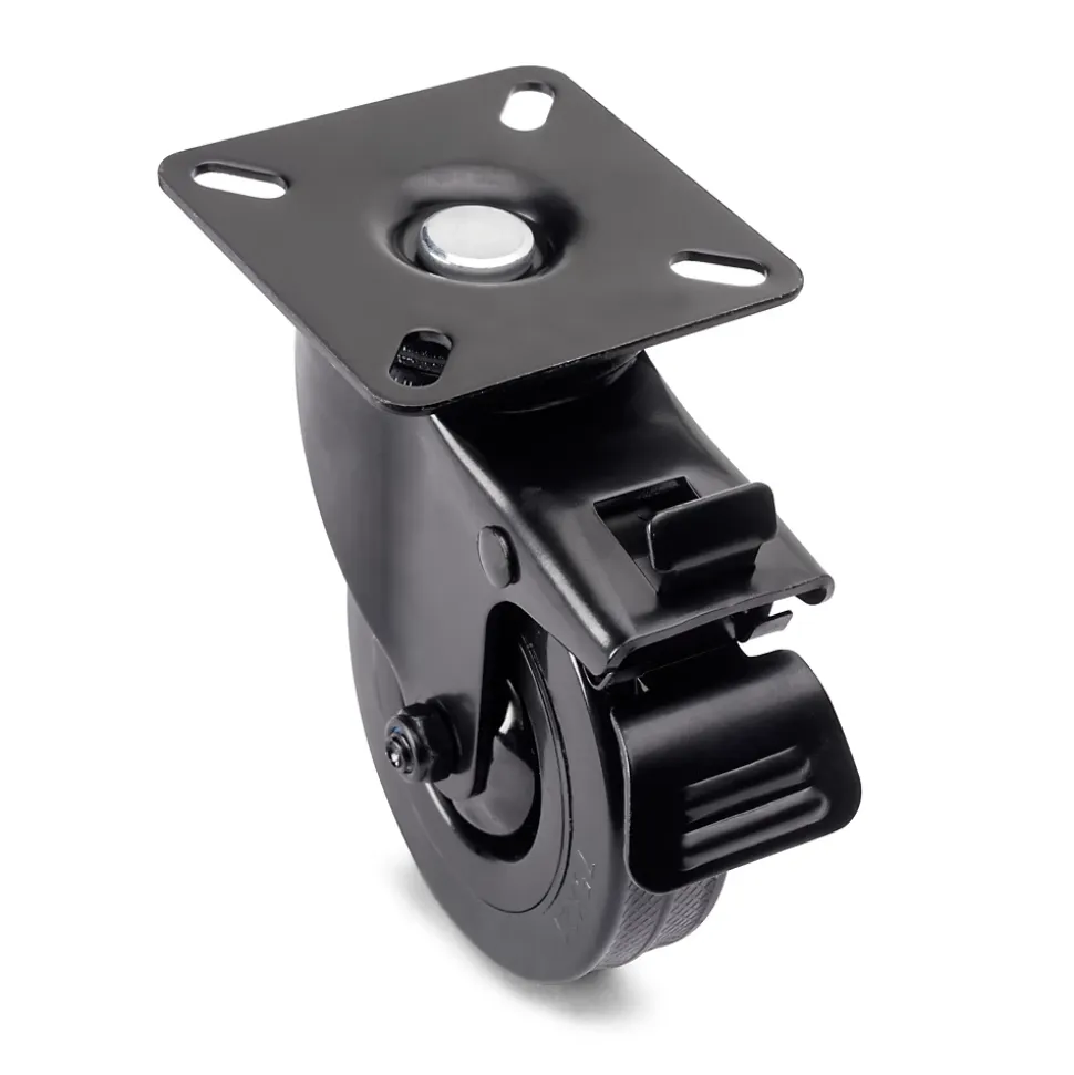 Emuca Lot de 4 roulettes Black avec plétine de montage, diamètre 75mm, Plastique et Acier, Noir