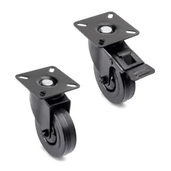 Emuca Lot de 4 roulettes Black avec plétine de montage, diamètre 75mm, Plastique et Acier, Noir