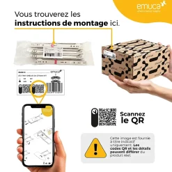 Emuca Lot de 4 roulettes Slip avec plétine de montage, diamètre 50mm, Acier et Plastique, Gris Plastique