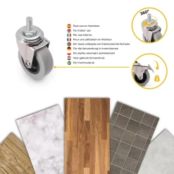 Emuca Lot de 4 roulettes Slip gris-noir avec boulon, diamètre 50mm, Acier et Plastique, Gris Plastique