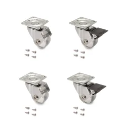 Emuca Lot de 4 roulettes transparentes Slip 3 avec plétine de montage, diamètre 35mm, Acier et Plastique