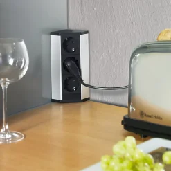 Emuca Multiconnecteur V Dock, Anodisé mat, Plastique et Aluminium.