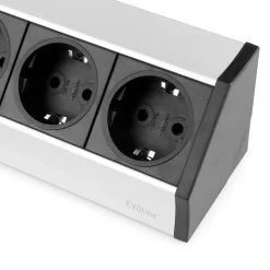 Emuca Multiconnecteur V Dock, Anodisé mat, Plastique et Aluminium.