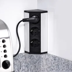 Emuca Multiconnecteur V Dock, Anodisé mat, Plastique et Aluminium.