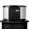 Emuca Multiconnecteur Vertikal Push diamètre 100mm, 3 prises de type Schuko, 1 USB type A, 1 USB type C, Acier et Plastique, Peint