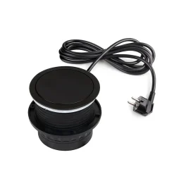 Emuca Multiconnecteur Vertikal Push diamètre 100mm, 3 prises de type Schuko, 1 USB type A, 1 USB type C, Acier et Plastique, Peint